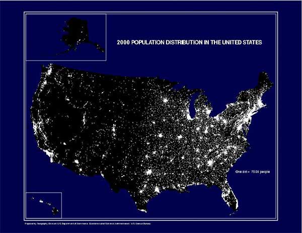 US population density map.