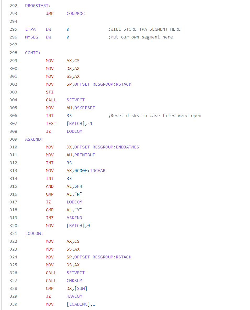 MS-DOS 1.25 source code in X86 Assembly language