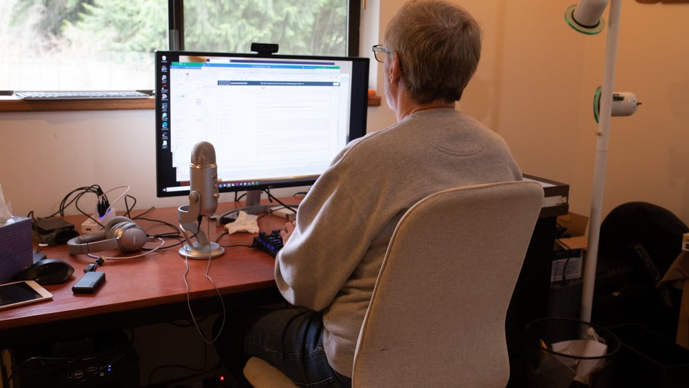 Author working from home