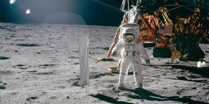 "Apollo 11 photo of Buzz Aldrin by Neil Armstrong" by Apollo Image Gallery is marked with CC PDM 1.0