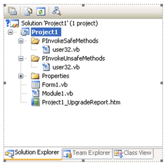 Solution Explorer folders Screenshot