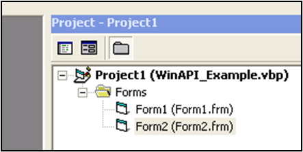 Screenshot of project form folder 