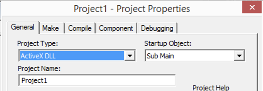 Screenshot of project properties