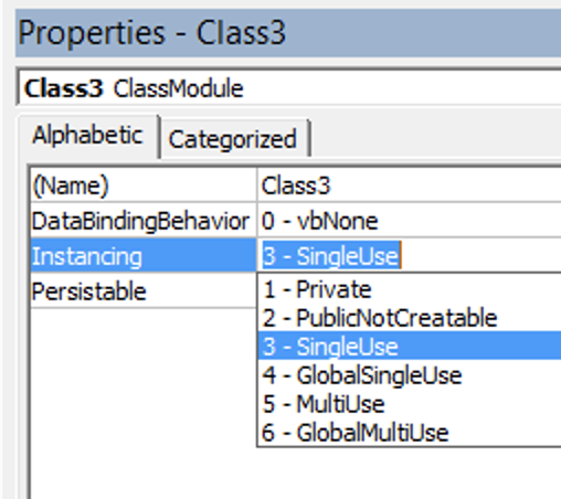 Screenshot of instancing single use selection