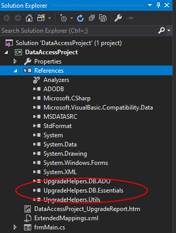 Solution Explorer Upgrade Helpers Screenshot