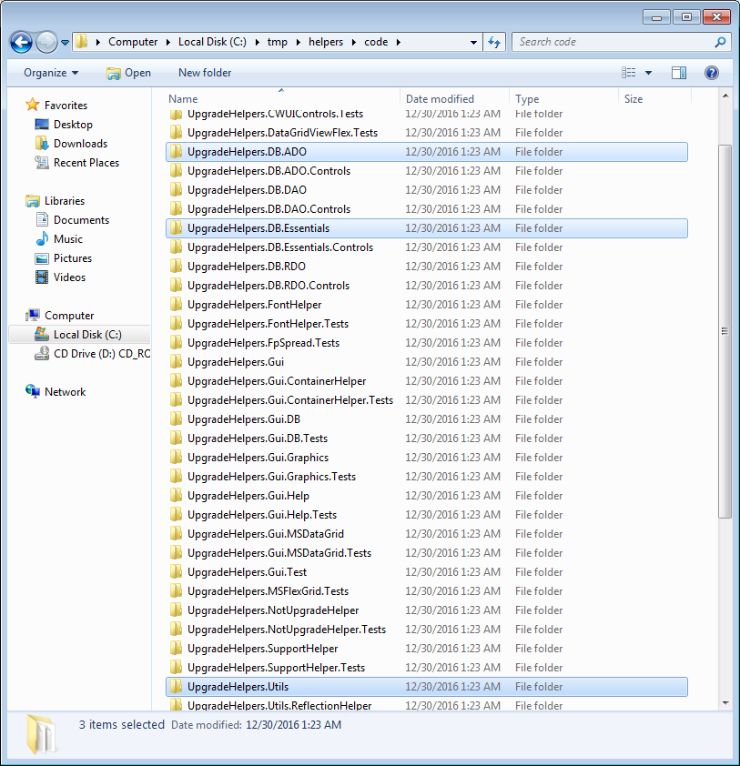 Screenshot of zip extraction of temporary folder to locate folders to copy to migrate code