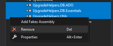 Screenshot shows how to delete the references to the DLLs in the migrated project